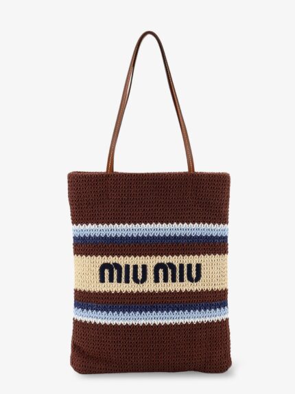 Miu Miu Knitted Shopping Bag With Embroidered Logo On The Front