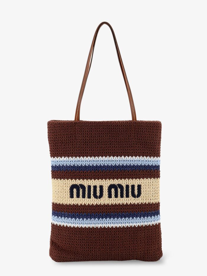 Miu Miu Knitted Shopping Bag With Embroidered Logo On The Front