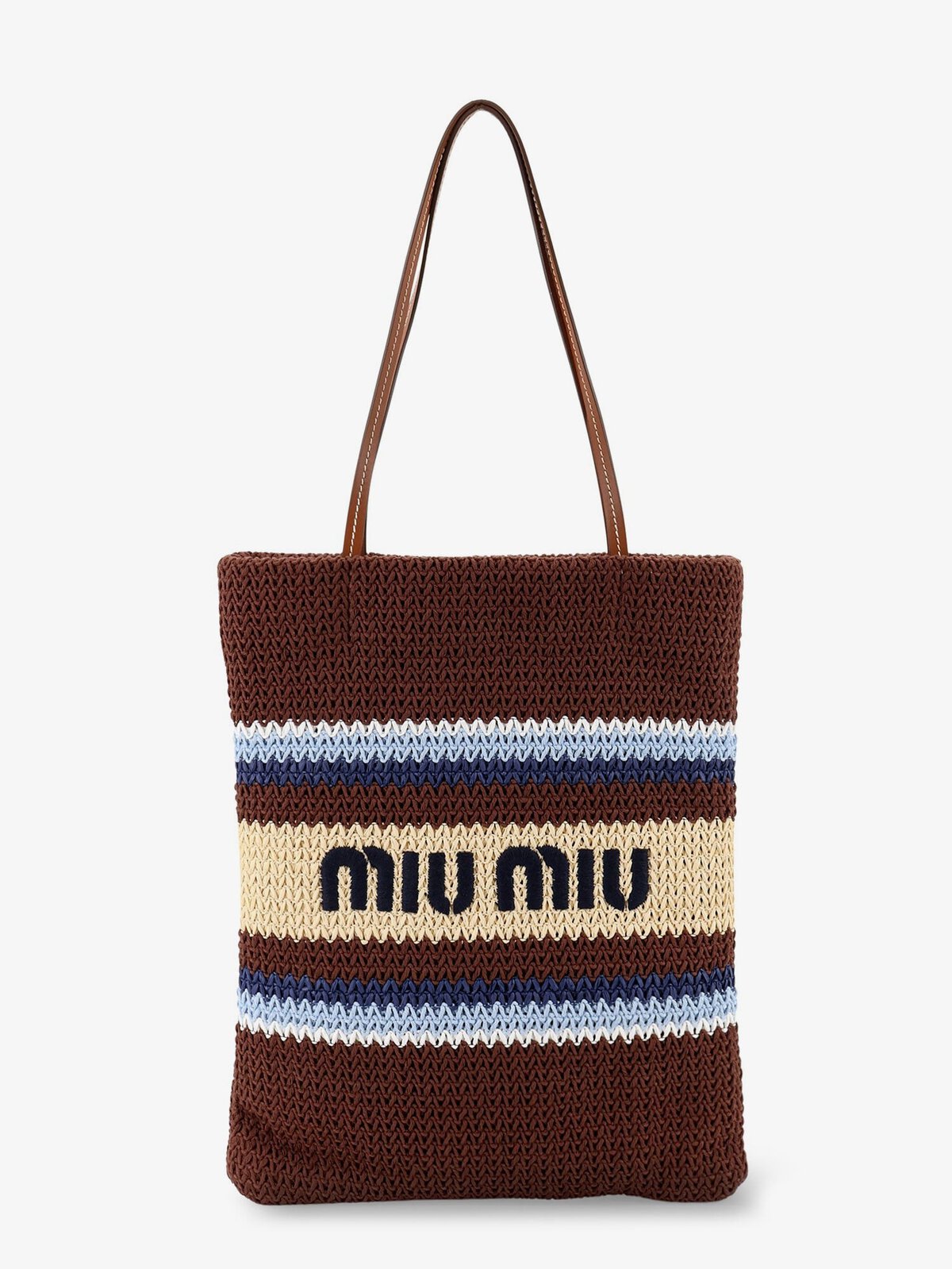 Miu Miu Knitted Shopping Bag With Embroidered Logo On The Front
