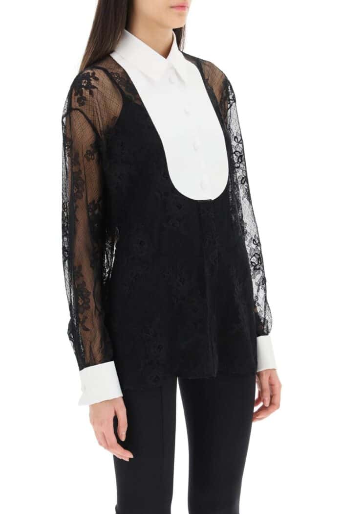 Miu Miu Lace Shirt With Plastron