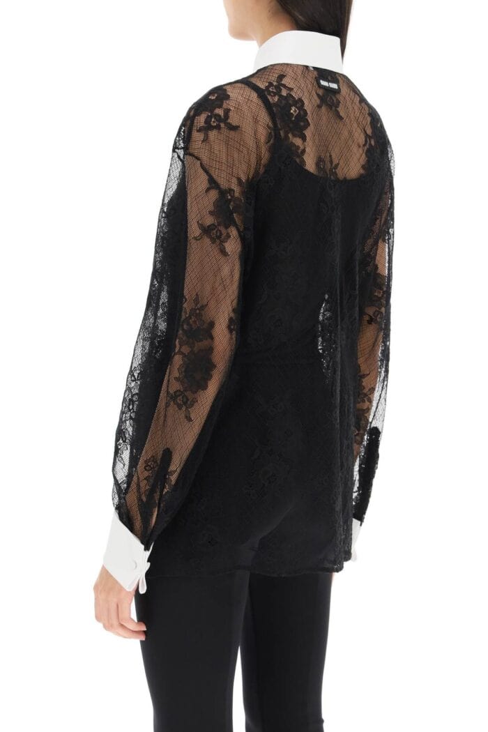 Miu Miu Lace Shirt With Plastron