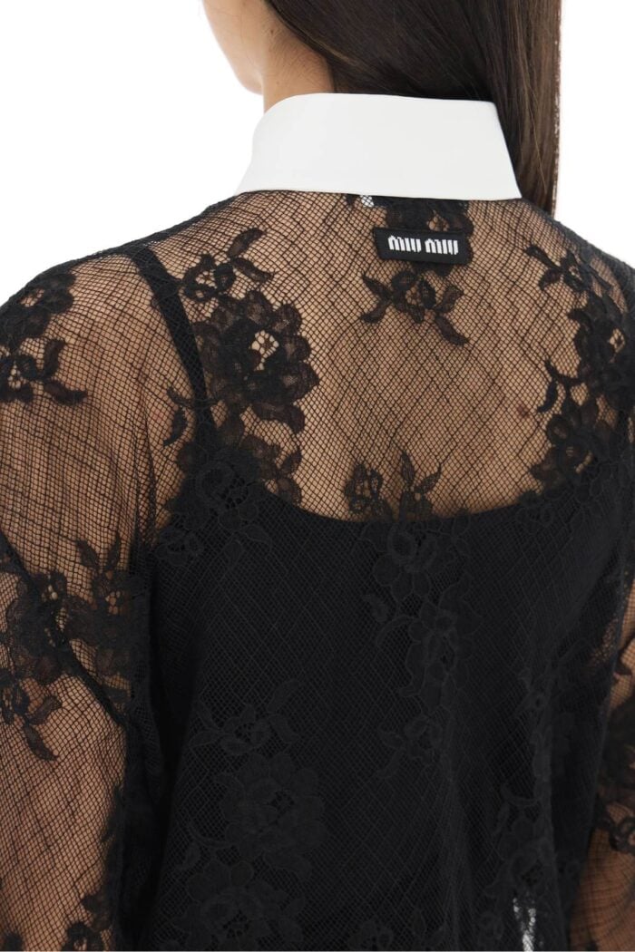 Miu Miu Lace Shirt With Plastron