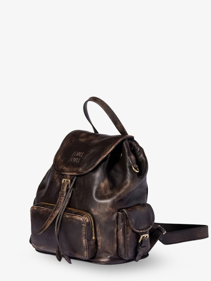 Miu Miu Leather Backpack With A Vintage Effect