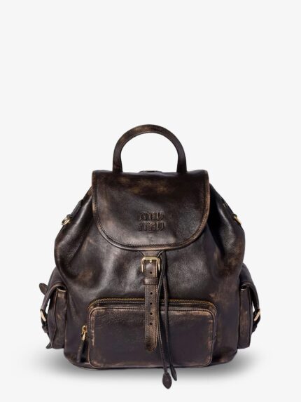 Miu Miu Leather Backpack With A Vintage Effect