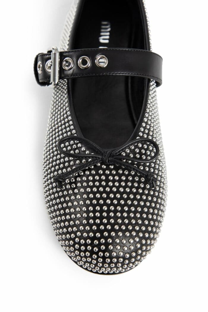 MIU MIU Leather Ballerinas With Crystals