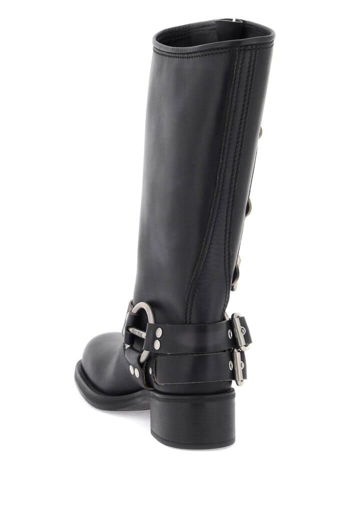 MIU MIU Leather Biker Boots