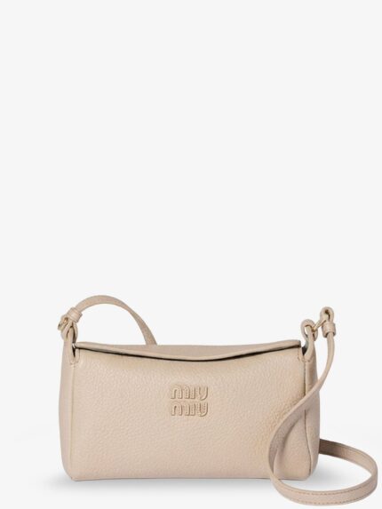 Miu Miu Leather Crossbody Bag With Logo On The Front
