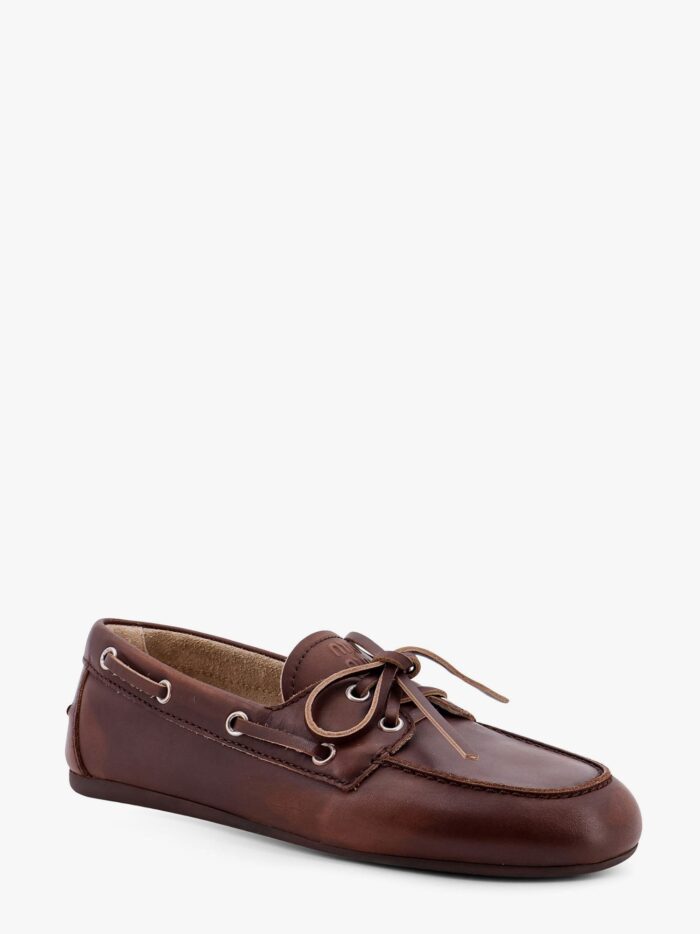Miu Miu Leather Loafers With Lettering Logo