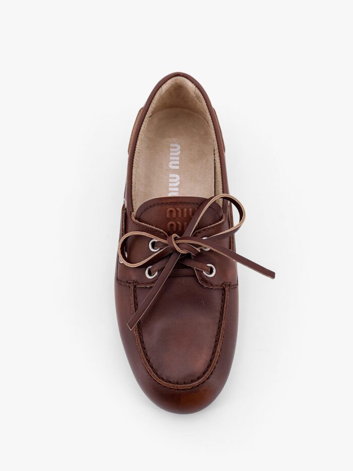 Miu Miu Leather Loafers With Lettering Logo