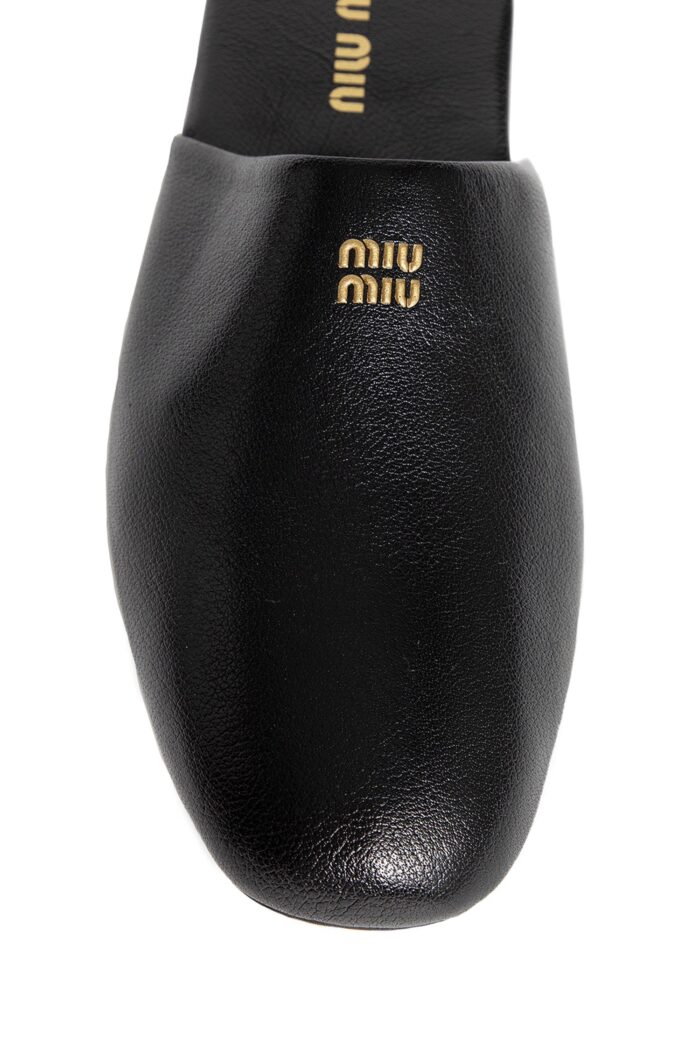 MIU MIU Leather Logo Slippers