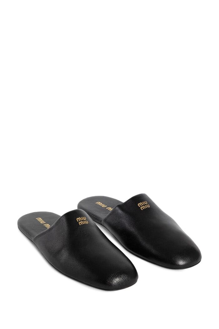 MIU MIU Leather Logo Slippers