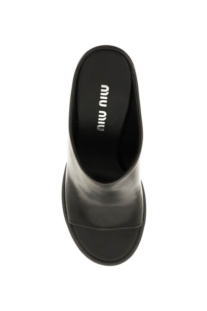 Miu Miu Leather Mules With Heel