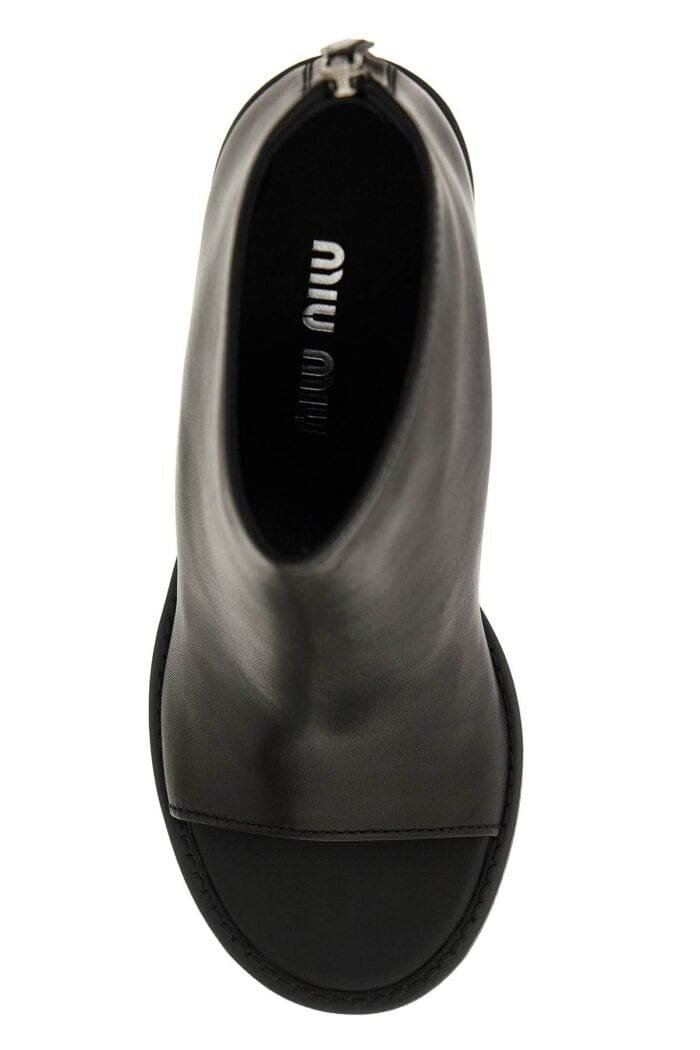 Miu Miu Leather Open Toe Booties