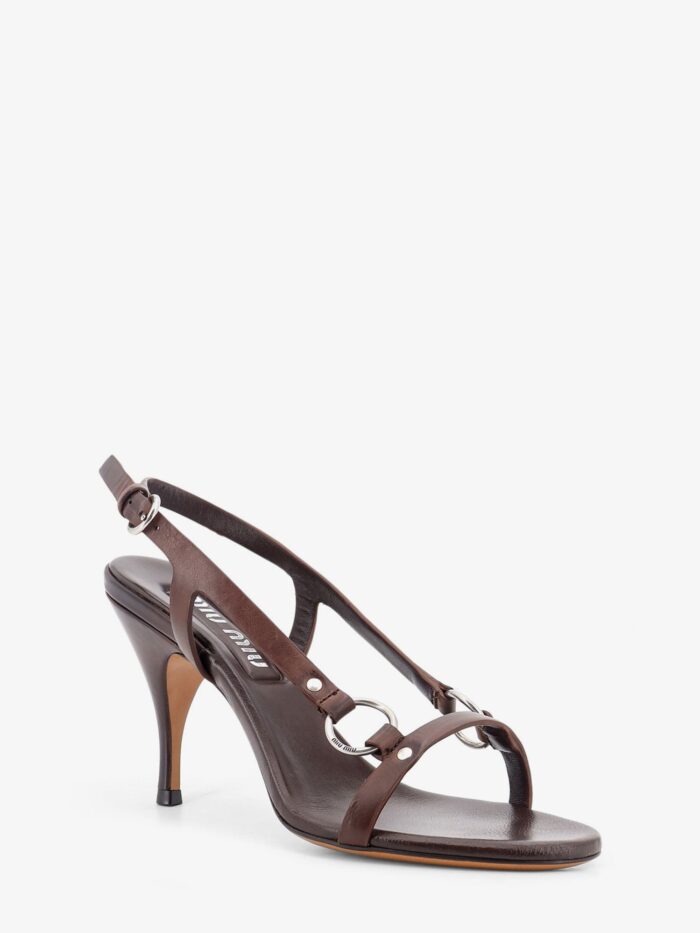 Miu Miu Leather Sandals With Metal Detail