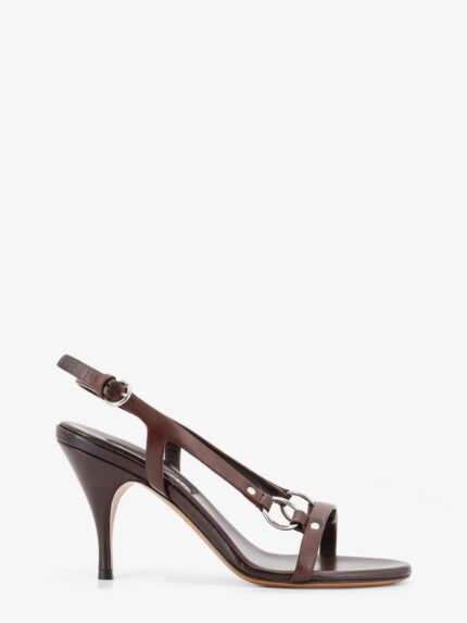 Miu Miu Leather Sandals With Metal Detail