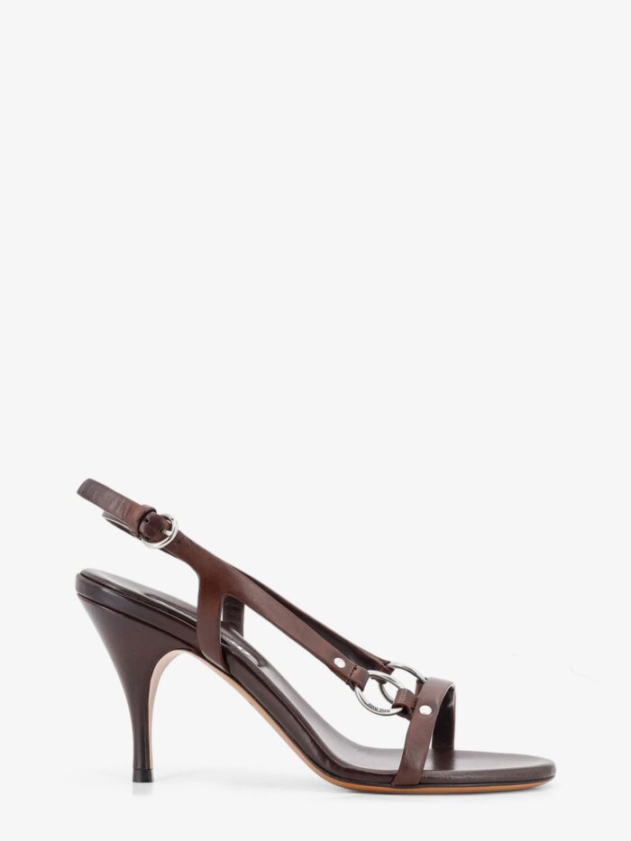 Miu Miu Leather Sandals With Metal Detail