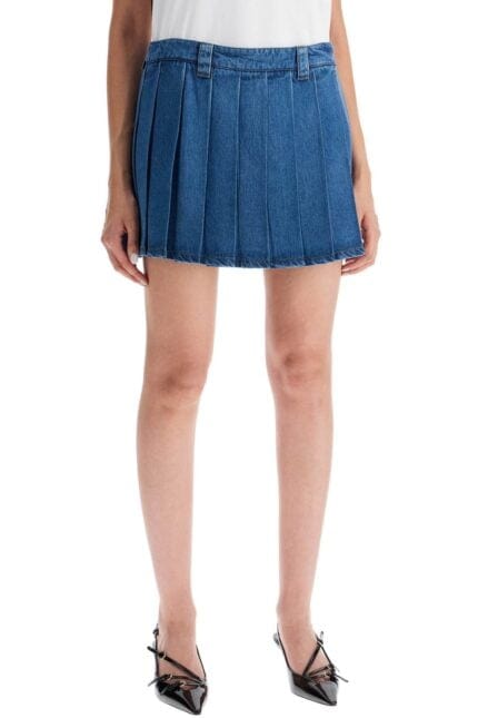 MIU MIU Lightweight Denim Pleated Mini Skirt