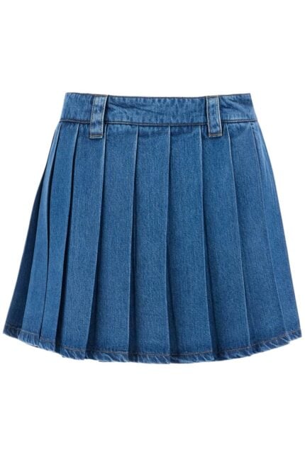 MIU MIU Lightweight Denim Pleated Mini Skirt