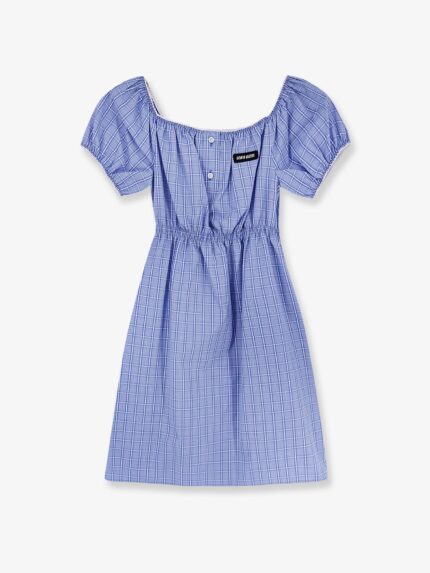Miu Miu Madras Cotton Mini Dress
