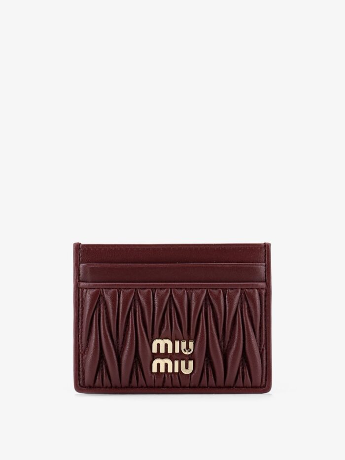 Miu Miu Matelassé Leather Card Holder With Metal Lettering Logo