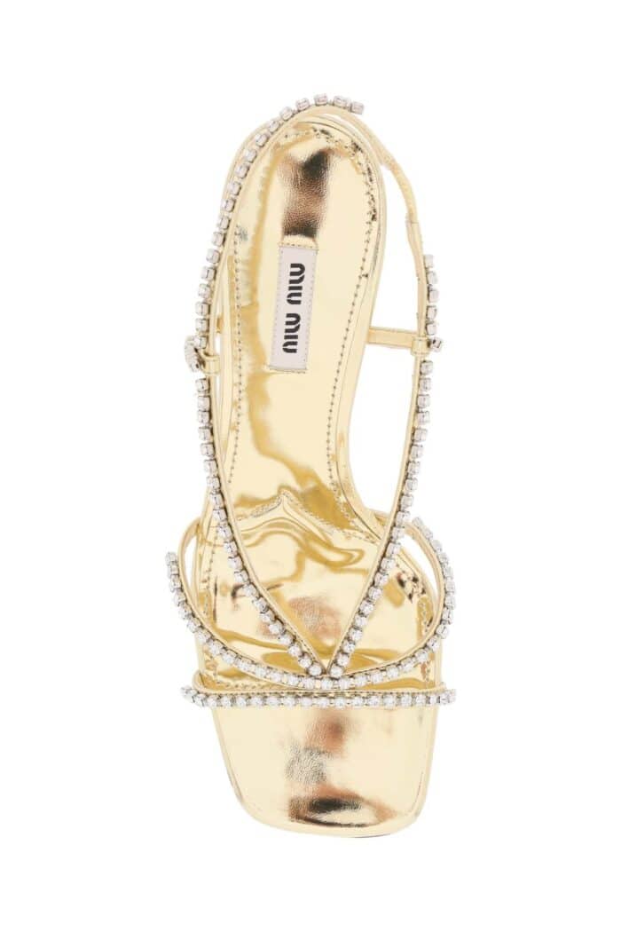 Miu Miu Metal Tech Sandals With Crystals