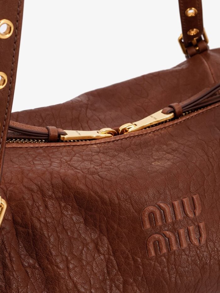 Miu Miu Nappa Leather Bag With Embossed Logo Lettering