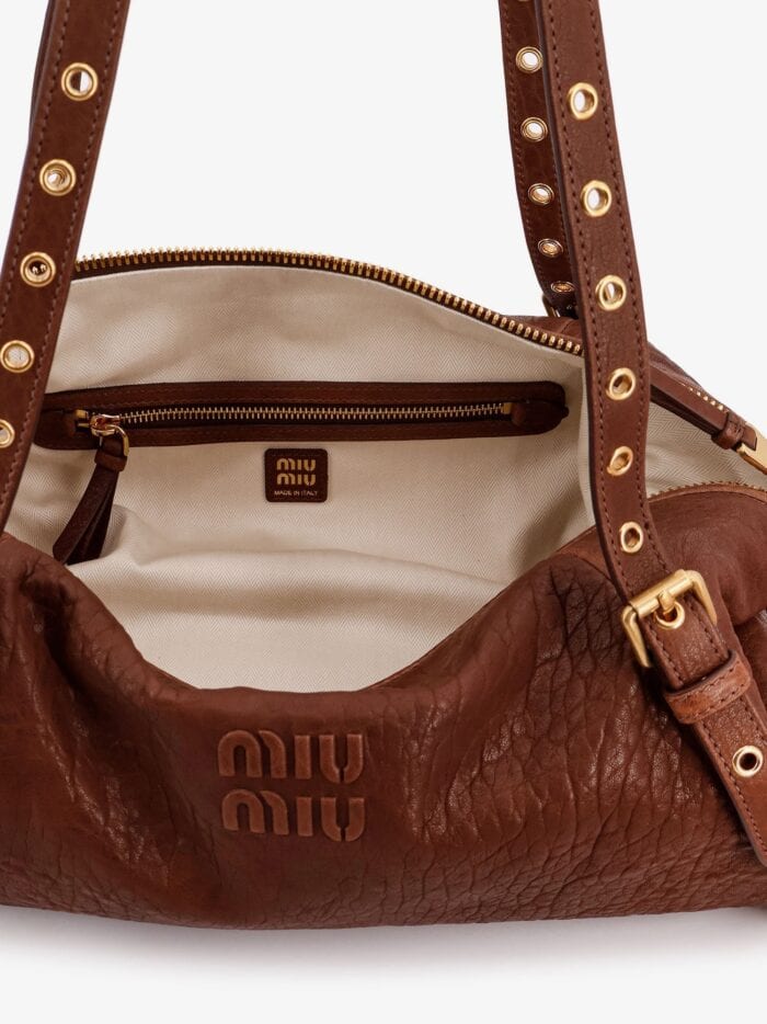 Miu Miu Nappa Leather Bag With Embossed Logo Lettering