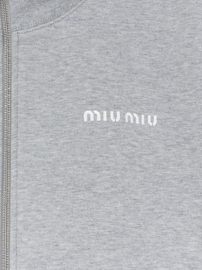 Miu Miu Oversize Cotton Sweatshirt With Zip Closure