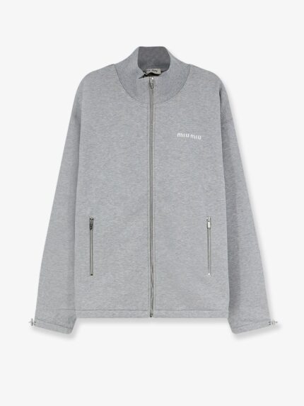 Miu Miu Oversize Cotton Sweatshirt With Zip Closure