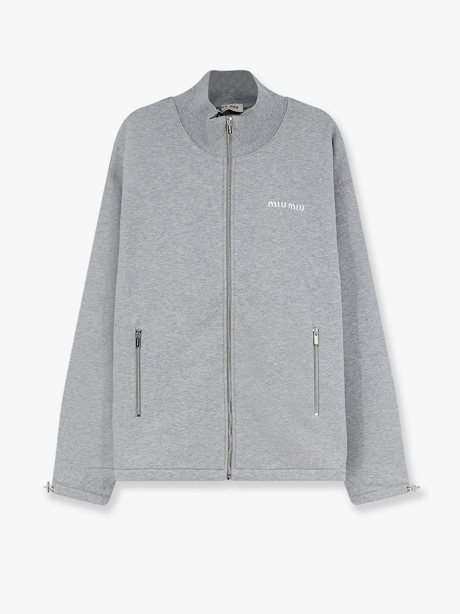 Miu Miu Oversize Cotton Sweatshirt With Zip Closure