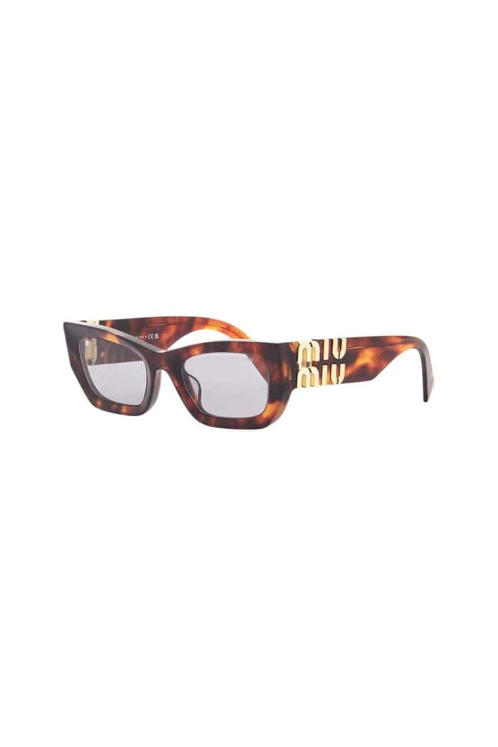 MIU MIU Oversized Geometric Sunglasses In Mahogany Havana With Gray Lenses