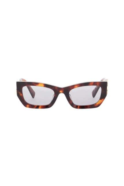 MIU MIU Oversized Geometric Sunglasses In Mahogany Havana With Gray Lenses