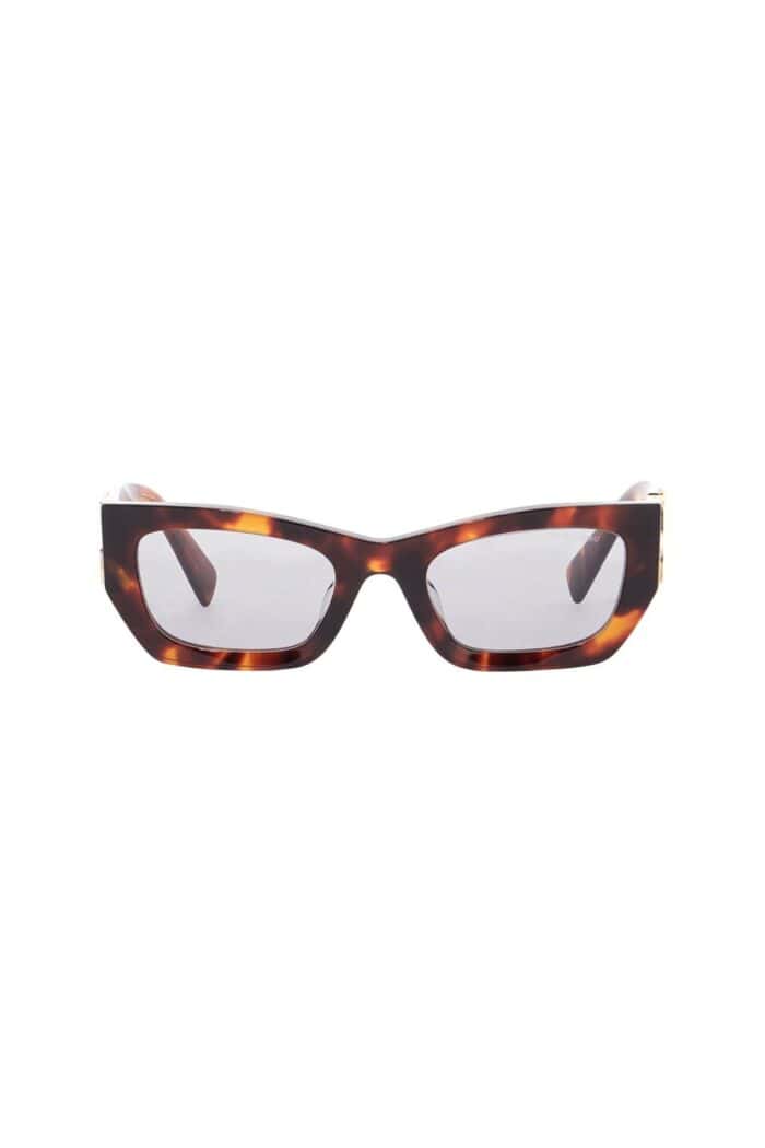 MIU MIU Oversized Geometric Sunglasses In Mahogany Havana With Gray Lenses