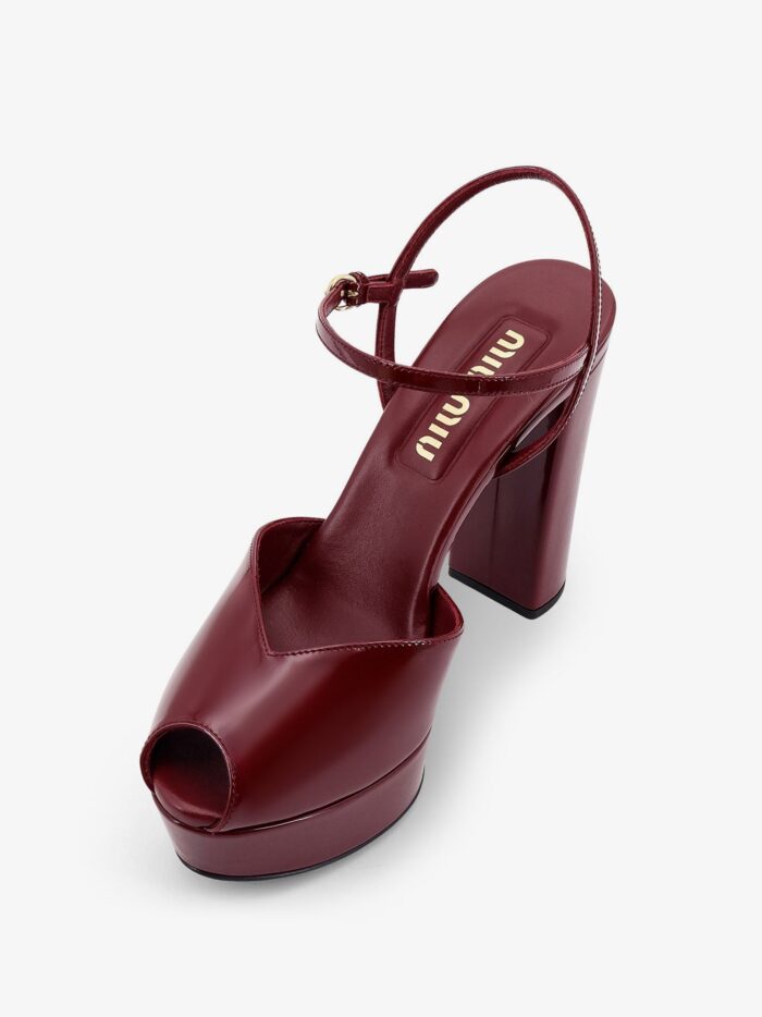Miu Miu Patent Leather Sandals With Heel And Wedge