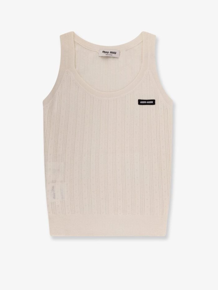 Miu Miu Perforated Cachemire And Silk Top