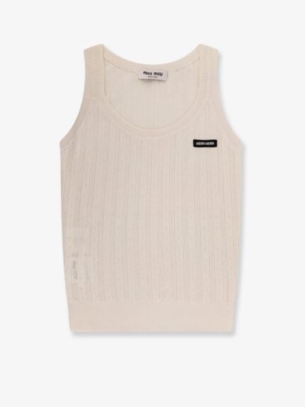 Miu Miu Perforated Cachemire And Silk Top