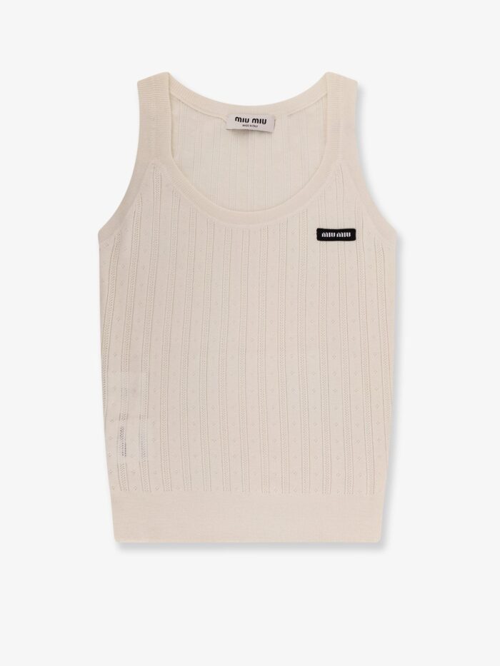 Miu Miu Perforated Cachemire And Silk Top