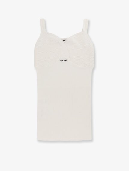 Miu Miu Perforated Cotton Tank Top