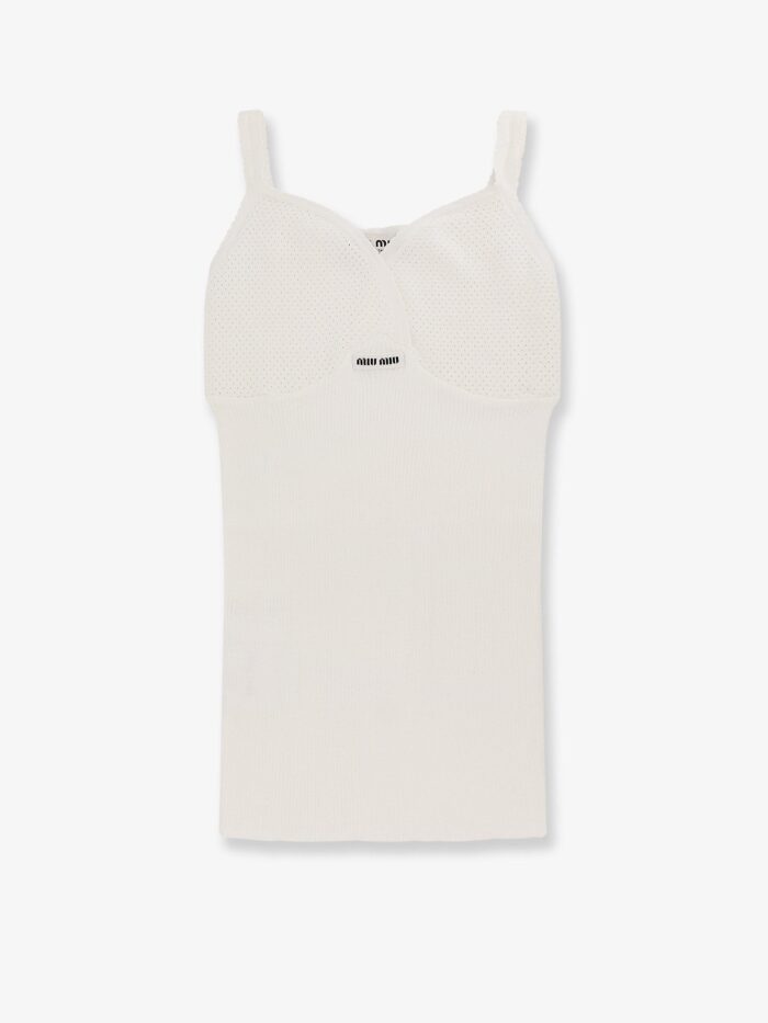 Miu Miu Perforated Cotton Tank Top