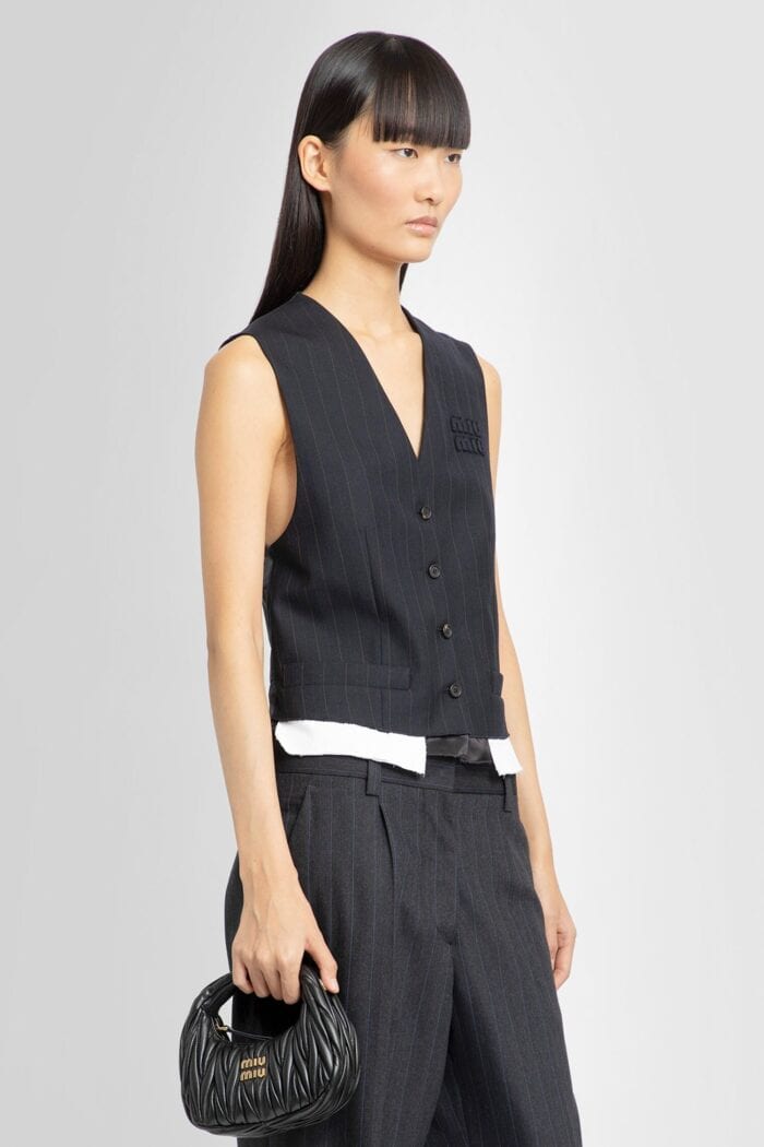 MIU MIU Pinstriped Wool Gilet