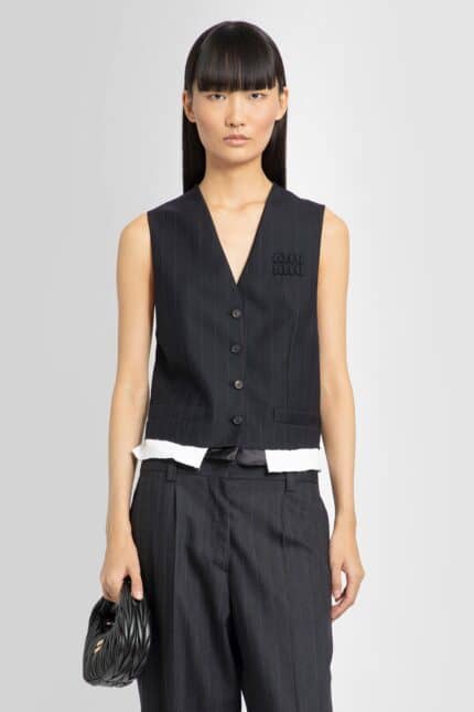 MIU MIU Pinstriped Wool Gilet