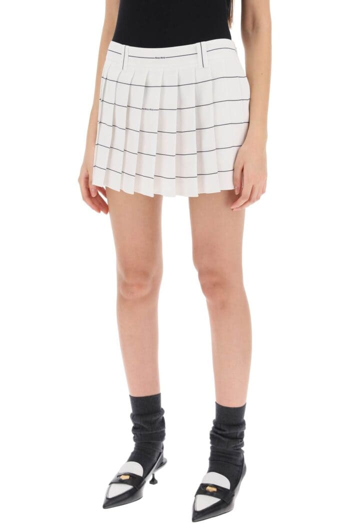 MIU MIU Pleated Mini Skirt In Crepe Sabl