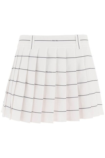 MIU MIU Pleated Mini Skirt In Crepe Sabl