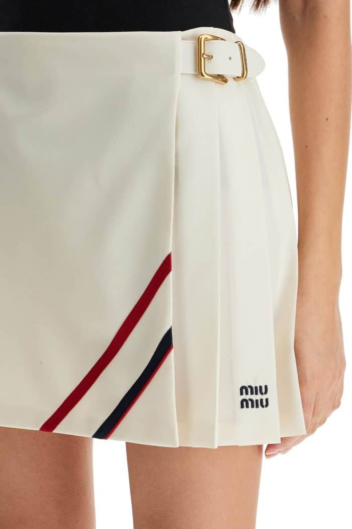 MIU MIU Pleated Wool Mini Skirt