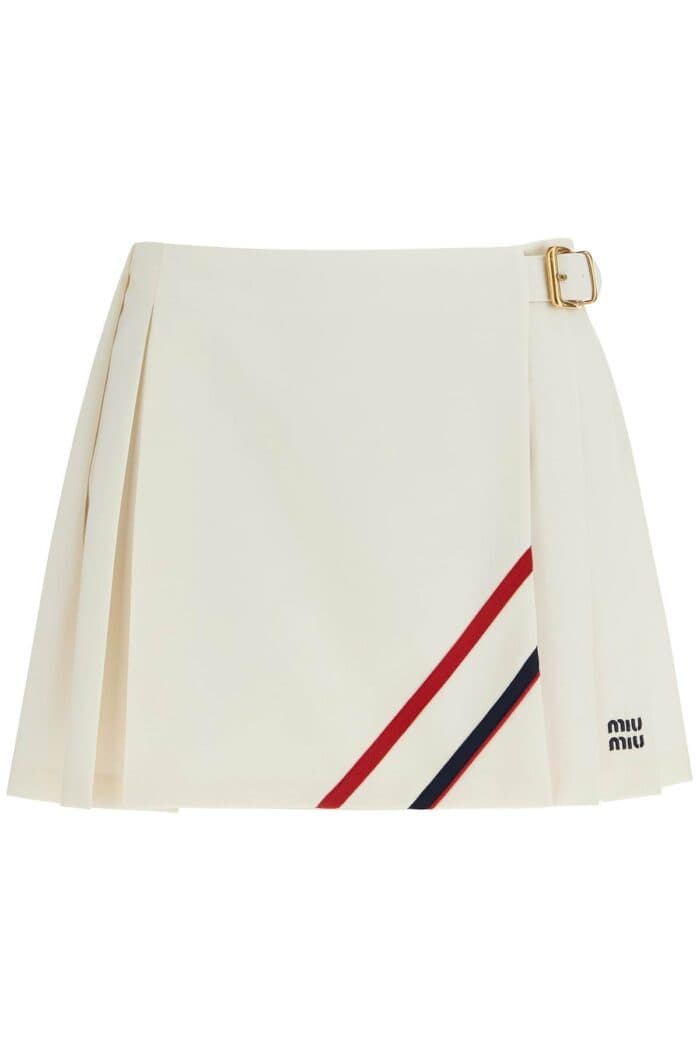 MIU MIU Pleated Wool Mini Skirt