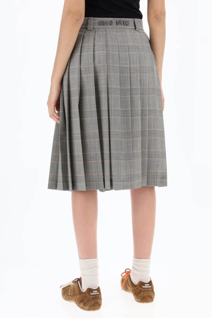 MIU MIU 'pliss Prince Of Wales Midi Sk