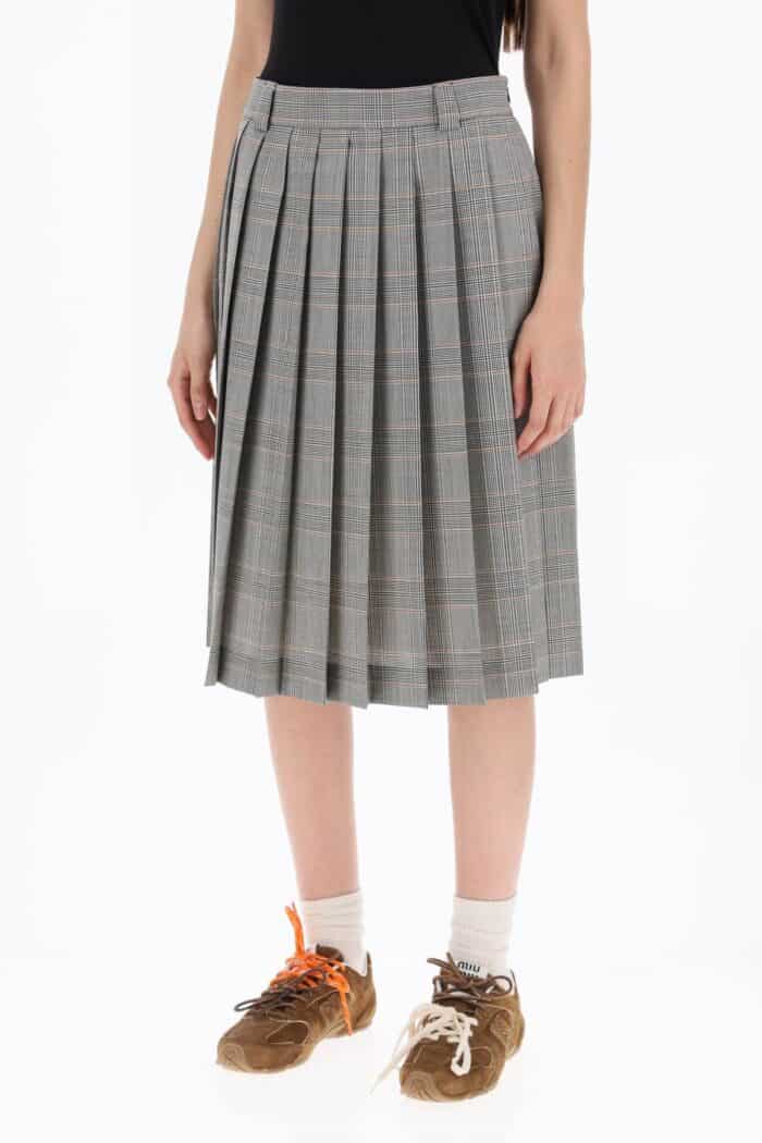 MIU MIU 'pliss Prince Of Wales Midi Sk