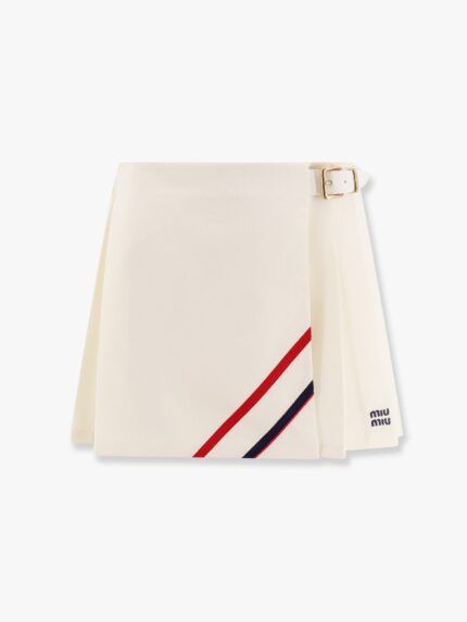 Miu Miu Plissé Wool And Mohair Skirt