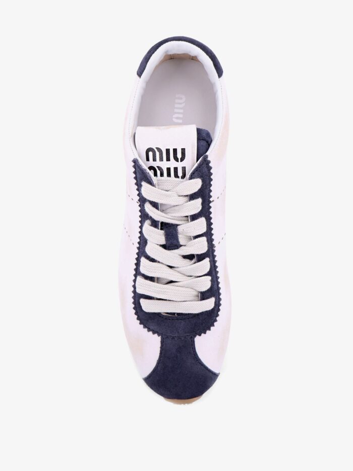 Miu Miu Plume Leather And Suede Sneakers With Used Effect