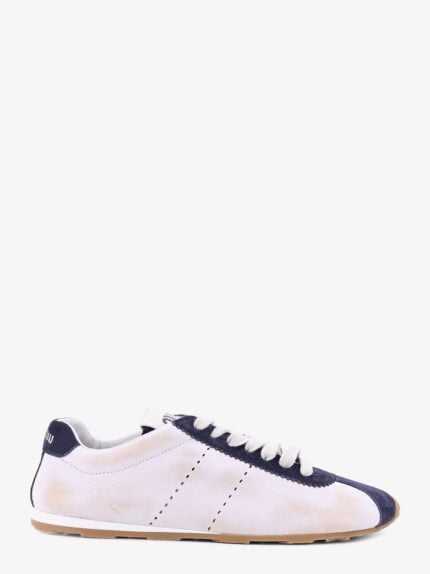 Miu Miu Plume Leather And Suede Sneakers With Used Effect